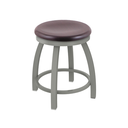 HOLLAND BAR STOOL CO 18" Swivel Vanity Stool, Nickel Finish, Dark Cherry Oak Seat 80218ANDCOak